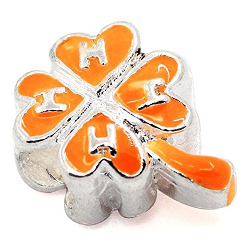 4 Leaf Clover Orange Charm Beads For Snake Chain Charm Bracelet - Sexy Sparkles Fashion Jewelry - 1
