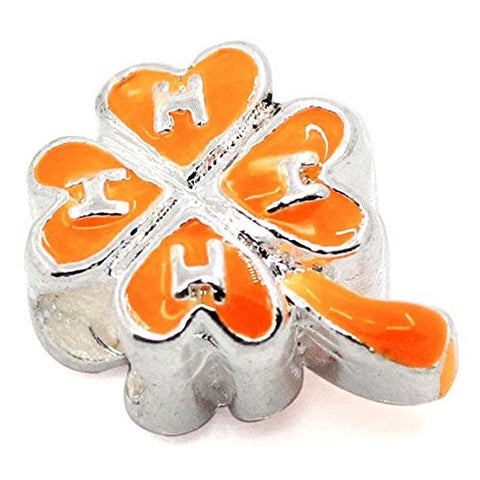 4 Leaf Clover Orange Charm Beads For Snake Chain Charm Bracelet - Sexy Sparkles Fashion Jewelry - 1