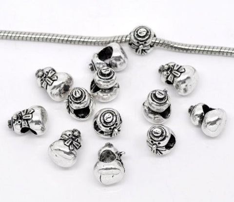 Snowman Spacer Beads for Snake Chain Charm Bracelet - Sexy Sparkles Fashion Jewelry - 2