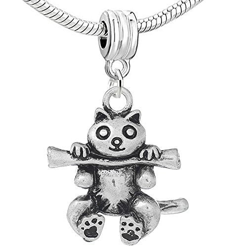 Raccoon Holding Stick Dangle Charm European Bead Compatible for Most European Snake Chain Bracelet - Sexy Sparkles Fashion Jewelry