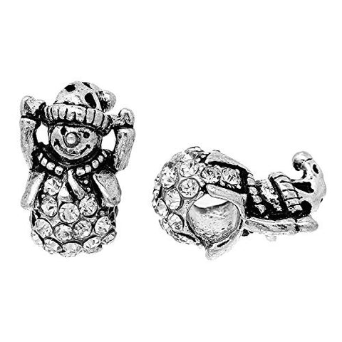 Christmas Snow Man With Clear Rhinestones Charm Bead for European Snake Chain Charm Bracelet - Sexy Sparkles Fashion Jewelry - 3
