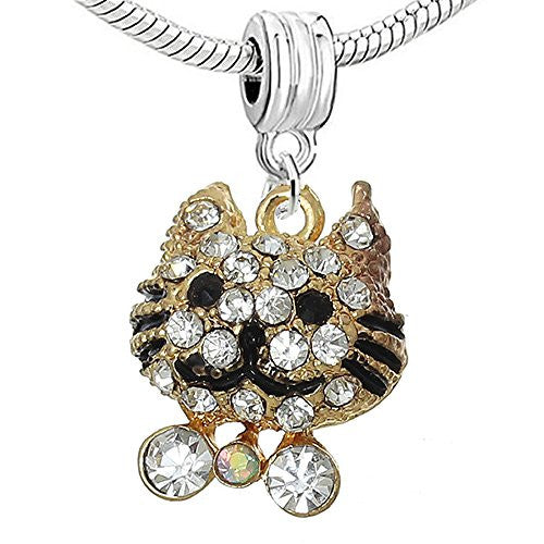 Cat Charm with Clear Crystals for Snake Chain Charm Bracelet - Sexy Sparkles Fashion Jewelry