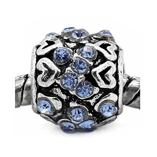 March Birthstone Hearts Shape Spacer Bead Charm for european snake chain charm Bracelet - Sexy Sparkles Fashion Jewelry - 1