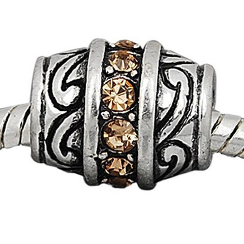 Beautiful Light Topaz  Crystals on European Bead Compatible for Most European Snake Chain Charm Bracelet - Sexy Sparkles Fashion Jewelry - 2