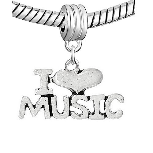 I Love Music With Heart Charm Bead