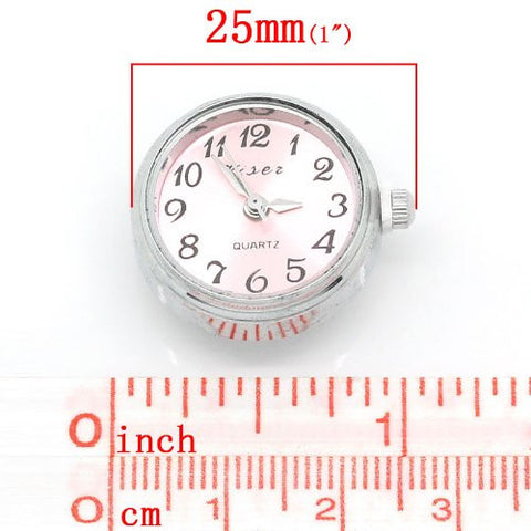 Pink Watch Face Chunk Click Buttons Snap for Chunk Bracelet 25x21mm,knob:5.5mm - Sexy Sparkles Fashion Jewelry - 2