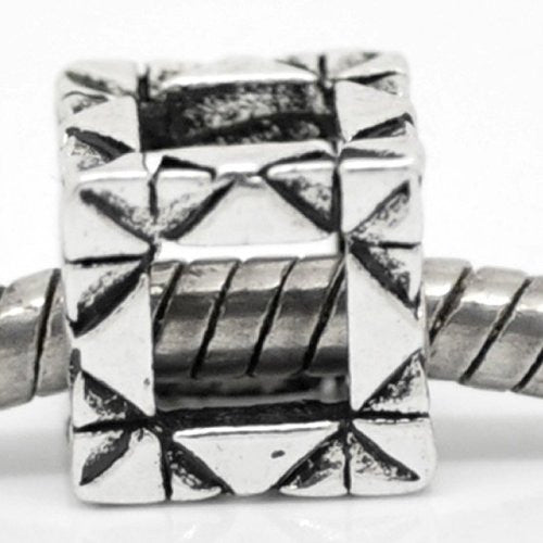 Hollow Cube Charm European Bead Compatible for Most European Snake Chain Bracelet