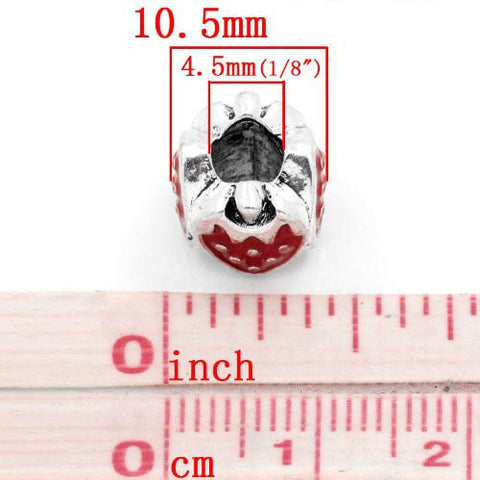 Strawberry Bead Silver Tone European Bead Compatible for Most European Snake Chain Charm Bracelet - Sexy Sparkles Fashion Jewelry - 2
