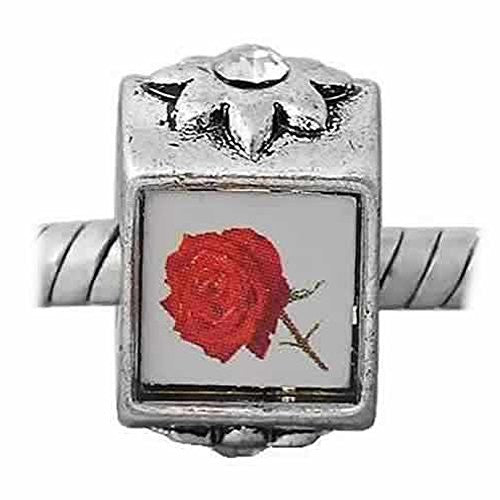 Picture of Rose on Bead Compatible for Most European Snake Chain Bracelet with  Crystal Stone For Snake Chain Charm Bracelet - Sexy Sparkles Fashion Jewelry - 1