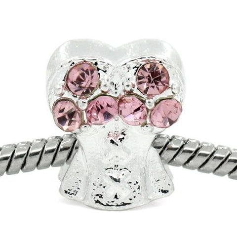 Pink Corset Top with Rhinestone Charm Bead Spacer For Snake Chain Bracelets - Sexy Sparkles Fashion Jewelry - 4