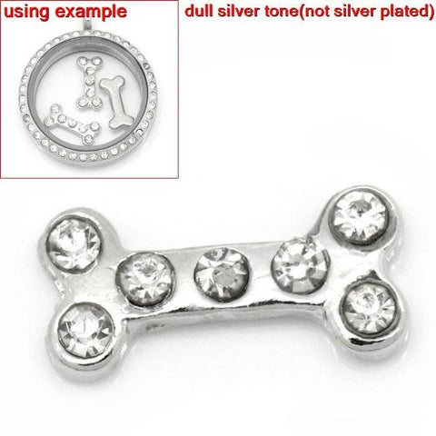 Dog Bone Floating Charm For Glass Living Memory Lockets - Sexy Sparkles Fashion Jewelry - 2