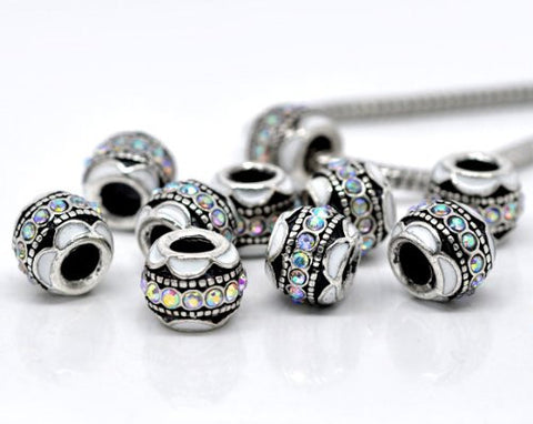 April Clear  Rhinestone Enamel Charm European Bead Compatible for Most European Snake Chain Bracelet - Sexy Sparkles Fashion Jewelry - 2