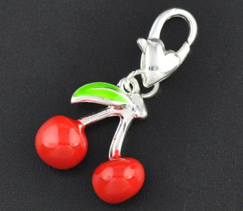 Clip on Red Cherries Charm for European Jewelry w/ Lobster Clasp - Sexy Sparkles Fashion Jewelry - 2