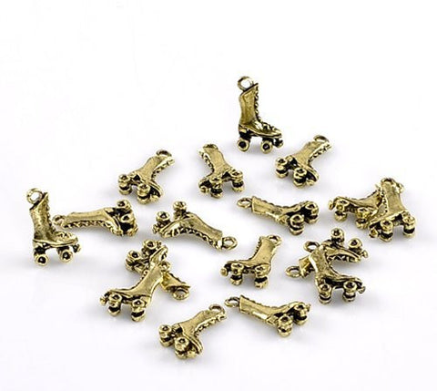 Antique Bronze Roller Skates Charm Pendant for Necklace - Sexy Sparkles Fashion Jewelry - 2