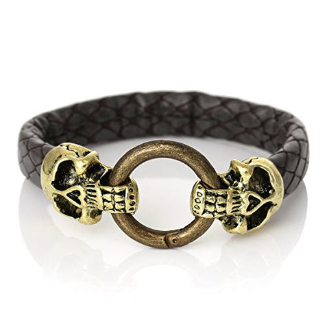 Dark Grey skull Snake Style Fashion Bracelet with Snake Clasp 22cm X1.5cm(8 5/8 X 5/8) - Sexy Sparkles Fashion Jewelry - 1