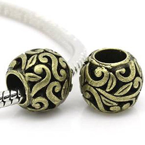 Bronze Flower Spacer European Bead Compatible for Most European Snake Chain Bracelets