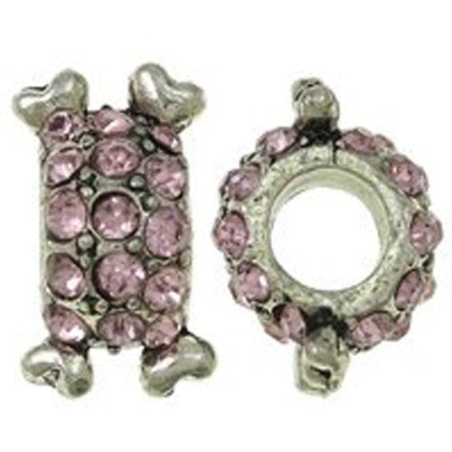 Pink Crystals with Hearts Charm Compatible with European Snake Chain Charm Bracelet - Sexy Sparkles Fashion Jewelry