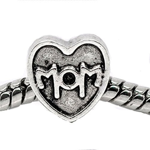 MOM Heart Charm European Bead Compatible for Most European Snake Chain Bracelet - Sexy Sparkles Fashion Jewelry - 1