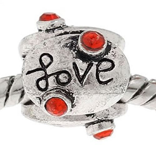 Red Crystals on Spacer European Bead Compatible for Most European Snake Chain Bracelet - Sexy Sparkles Fashion Jewelry - 1