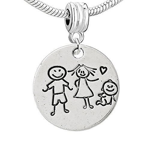 Family/Kids Heart or Round Charm Bead (Three Kids) - Sexy Sparkles Fashion Jewelry