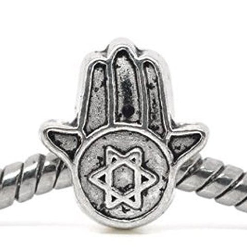 Jewish Star of David Hamsa Hand European Bead Compatible for Most European Snake Chain Bracelet - Sexy Sparkles Fashion Jewelry - 1