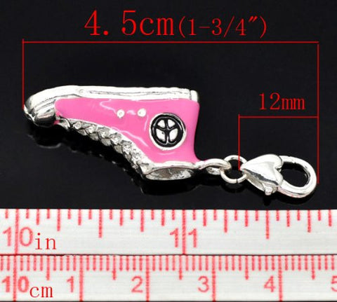 Pink Enamel Converse Shoe Charm Pendant for European Clip on Charm Jewelry w/ Lobster Clasp - Sexy Sparkles Fashion Jewelry - 3
