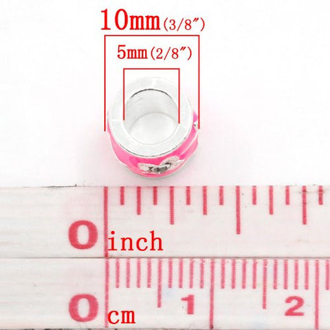 Pink Enamel Flower Design Charm European Bead Compatible for Most European Snake Chain Bracelet - Sexy Sparkles Fashion Jewelry - 3