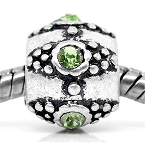 Light Green  Crystals European Bead Compatible for Most European Snake Chain Bracelet