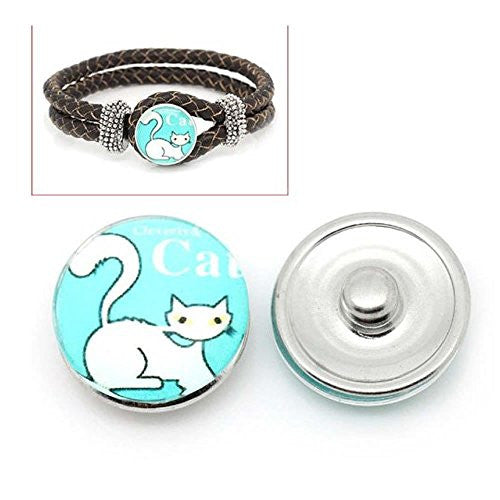 Siamese Cat Design Glass Chunk Charm Button Fits Chunk Bracelet