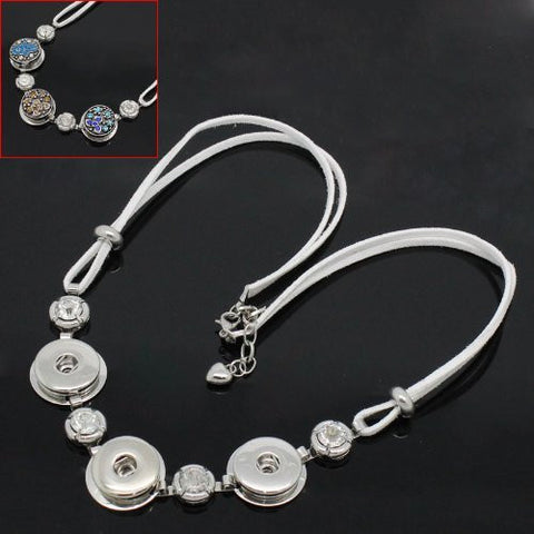 White Velvet Chunk Lobster Clasp Bracelet & Extender Chain Fits Snaps Chunk Button - Sexy Sparkles Fashion Jewelry - 4