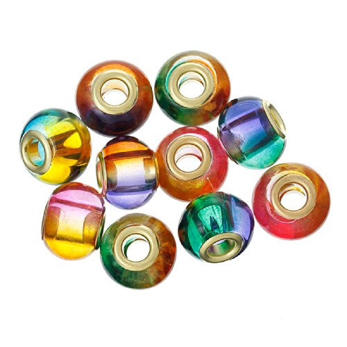 (10) Assorted Multi  Mixed Glass European Lampwork Charm Beads (Solid) - Sexy Sparkles Fashion Jewelry