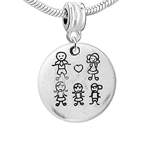 Family/Kids Heart or Round Charm Bead (Five Kids) - Sexy Sparkles Fashion Jewelry