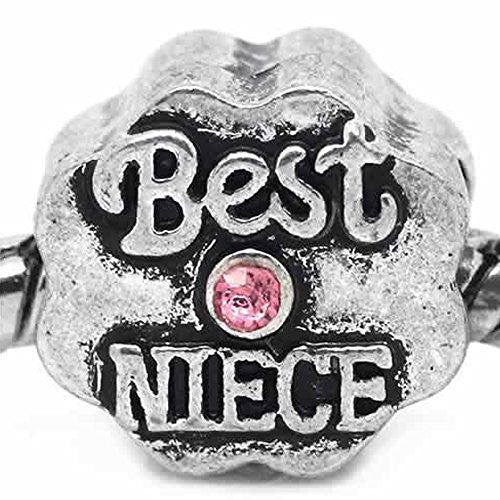 Best Niece Flower Shape Charm Bead Spacer For Snake Chain Bracelets (Pink)