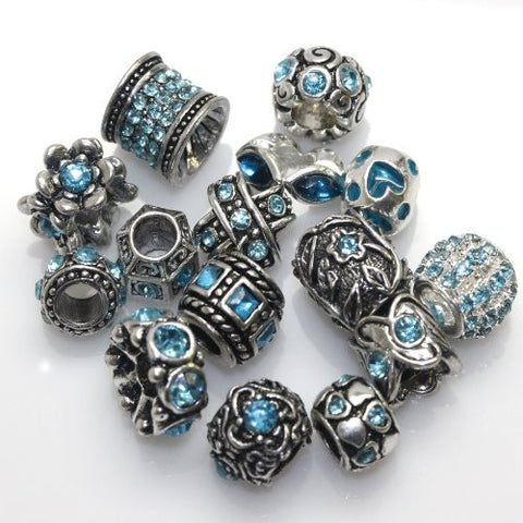 Ten (10) of Assorted Shades of Light Blue Crystal Rhinestones Beads - Sexy Sparkles Fashion Jewelry - 2