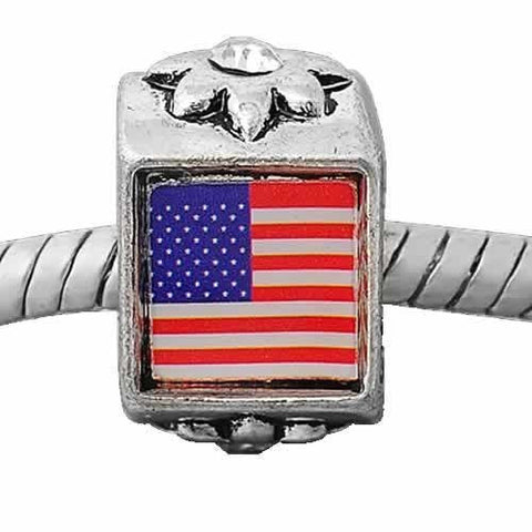 USA Flag Charm European Bead Compatible for Most European Snake Chain Bracelet - Sexy Sparkles Fashion Jewelry - 2