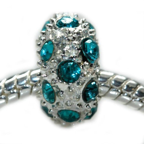Turquoise  Rhinestone Spacer European Bead Compatible for Most European Snake Chain Bracelet - Sexy Sparkles Fashion Jewelry
