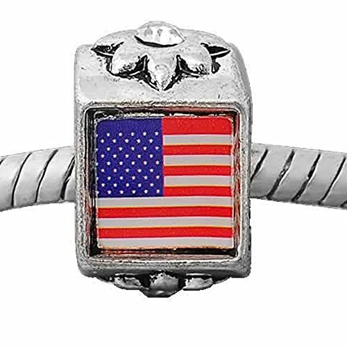USA Flag Charm European Bead Compatible for Most European Snake Chain Bracelet - Sexy Sparkles Fashion Jewelry - 1