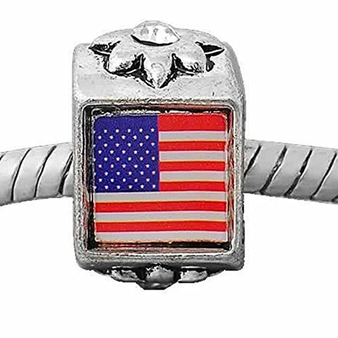 USA Flag Charm European Bead Compatible for Most European Snake Chain Bracelet - Sexy Sparkles Fashion Jewelry - 1