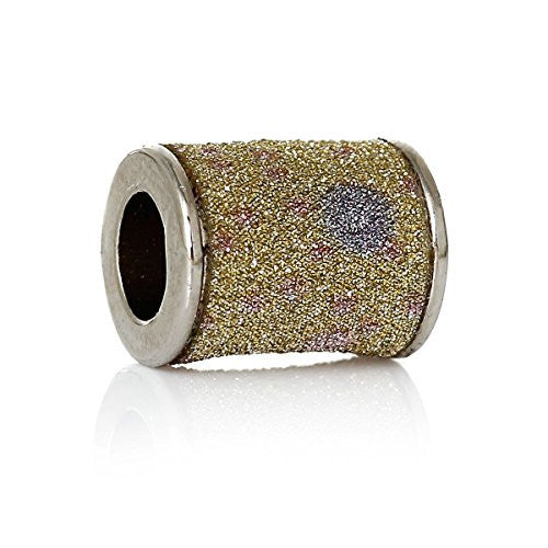 Lemon Yellow Glitter Colunm/Cylinder Charm Bead