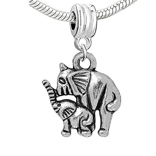 Baby and Mom Family Elephant Dangle Charm European Bead Compatible for Most European Snake Chain Bracelet - Sexy Sparkles Fashion Jewelry