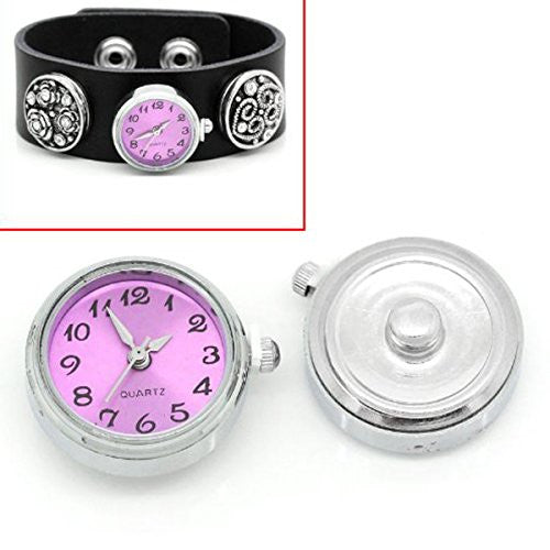 Fushia Watch Face Chunk Click Buttons Snap for Chunk Bracelet 25x21mm,knob:5.5mm - Sexy Sparkles Fashion Jewelry - 1