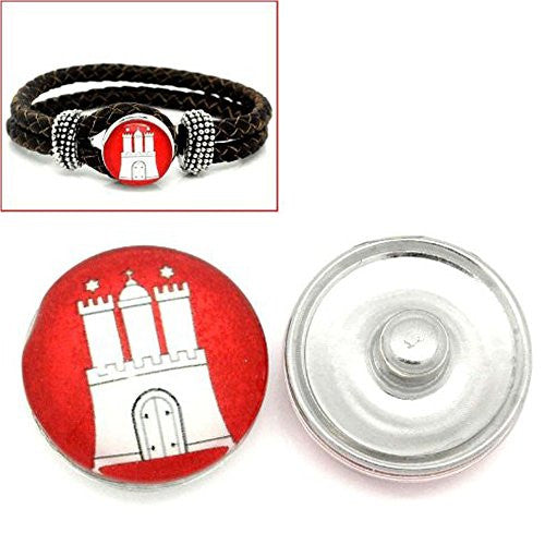 Castle Design Glass Chunk Charm Button Fits Chunk Bracelet 18mm for Noosa Style Chunk Leather Bracelet