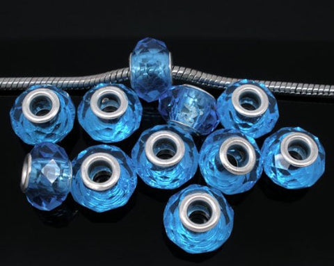 Glass Faceted Style Beads for Snake Chain Charm Bracelet (Aquamarine) - Sexy Sparkles Fashion Jewelry - 4