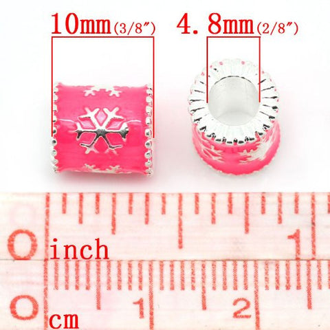 Pink Christmas Snow Flake European Bead Compatible for Most European Snake Chain Charm Bracelet - Sexy Sparkles Fashion Jewelry - 3