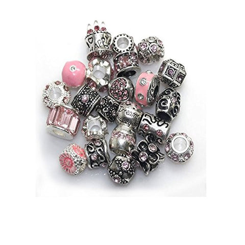 Ten (10) of Assorted Shades of Pink Crystal Rhinestones Beads for Snake Chain Charm Bracelet - Sexy Sparkles Fashion Jewelry - 1