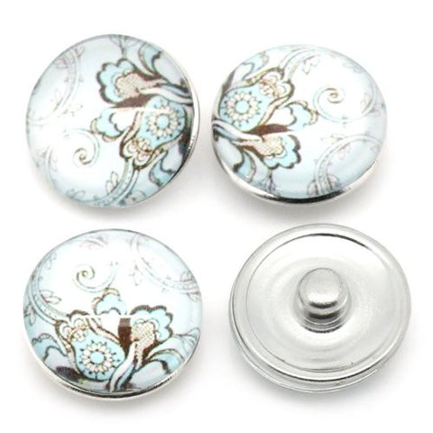 Vintage Pattern Glass Chunk Charm Button Fits Chunk Bracelet 18mm - Sexy Sparkles Fashion Jewelry - 3