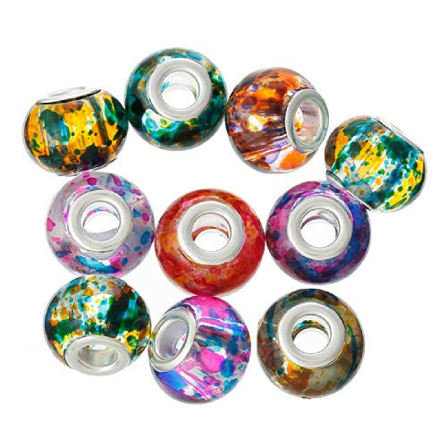 (10) Assorted Multi  Mixed Glass European Lampwork Charm Beads (Spotted)
