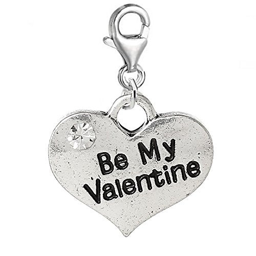 Be Mine Valentine Clip on Charm for European Jewelry w/ Lobster Clasp - Sexy Sparkles Fashion Jewelry