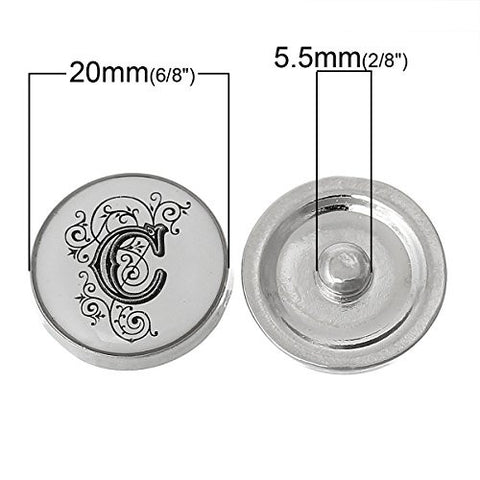 Alphabet Letter C Chunk Snap Button Pendant Fits Snaps Chunk Bracelet - Sexy Sparkles Fashion Jewelry - 2