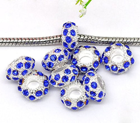 Dark Blue Rhinestone Birthstone Charm fits European Snake Chain Charm Bracelet - Sexy Sparkles Fashion Jewelry - 3